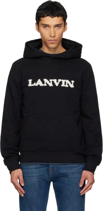 Lanvin Cotton Fleece Hooded Sweatshirt In Black
