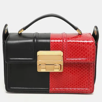 Pre-owned Lanvin Black Leather And Python Small Jiji Shoulder Bag