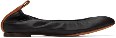 LANVIN BLACK LEATHER BALLERINA FLATS