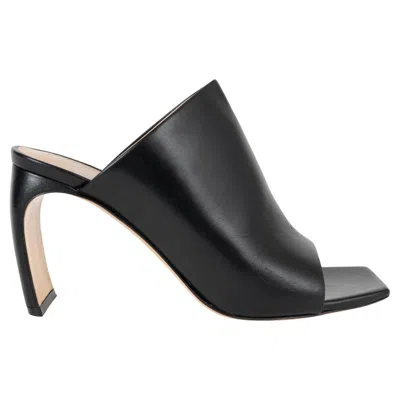 Pre-owned Lanvin Black Leather Banana Heel 80 Mules Sandals Shoes 37