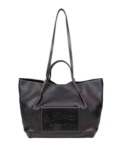 Lanvin Black Leather Catch Shopping Bag