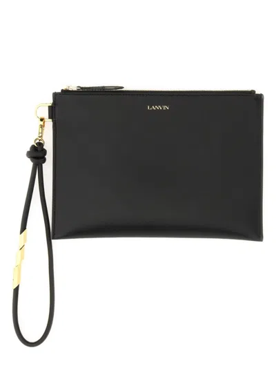 LANVIN LANVIN BLACK LEATHER CLUTCH BAG