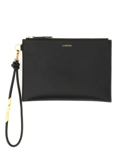 LANVIN BLACK LEATHER CLUTCH BAG