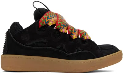 Lanvin Curb Sneakers In Leather And Suede With Multicolor Laces In Black