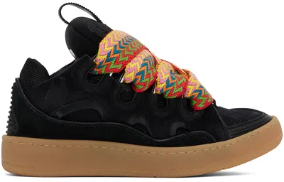 Lanvin Black Leather Curb Sneakers In 10 Black