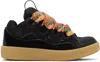 Lanvin Lace Detail Sneakers Suede Panels Rubber Sole In Black