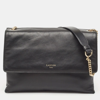 Pre-owned Lanvin Black Leather Flap Chain Shoulder Bag