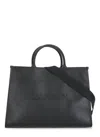Lanvin Logo-embossed Leather Tote Bag In Black