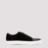 Lanvin Panelled Patent-leather And Velvet Low-top Trainers In Black