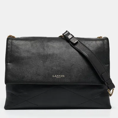 Pre-owned Lanvin Black Leather Sugar Flap Bag
