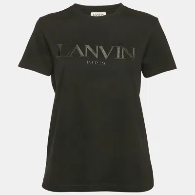 Pre-owned Lanvin Black Logo Embroidered Cotton Jersey T-shirt M
