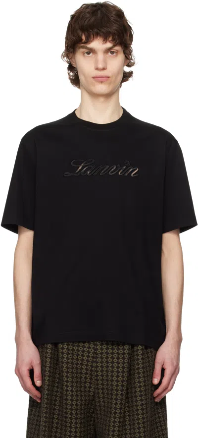 Lanvin Logo-embroidered T-shirt In Black