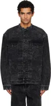 Lanvin Black Loose Fit Washed Denim Jacket In Black