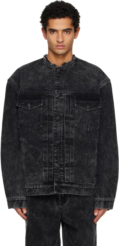 LANVIN BLACK LOOSE FIT WASHED DENIM JACKET