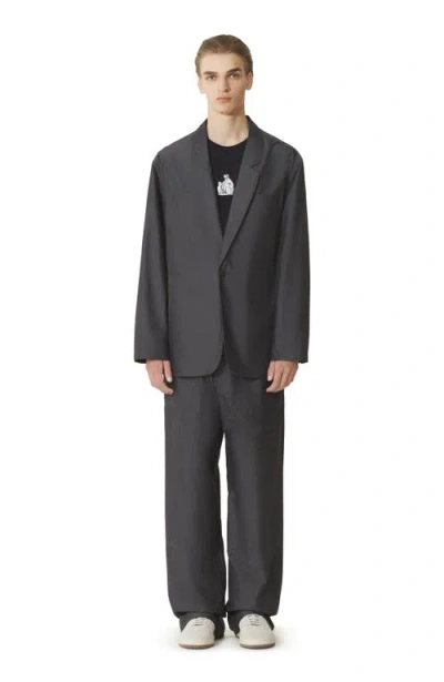 Lanvin Black Loose-fit Chambray Jacket In Gray