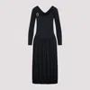 LANVIN BLACK LS DRAPE MIDI DRESS