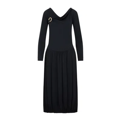 Lanvin Black Ls Drape Midi Dress