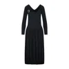 Lanvin Ls Drape Midi Dress In Black