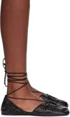 Lanvin Black Mesure Lace-up Leather Ballerina Flats