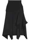 Lanvin Draped-detailing Midi Skirt In Black