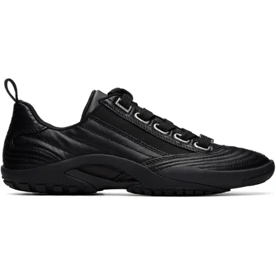 Lanvin Black New Soccer Lace Up Leather Sneakers In 10 Black