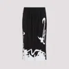 Lanvin Pleated Long Skirt Abstract Pattern In Black