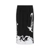 Lanvin Pleated Long Skirt Abstract Pattern In Black