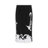 Lanvin Pleated Long Skirt Abstract Pattern In Black