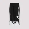 Lanvin Pleated Long Skirt Abstract Pattern In Black