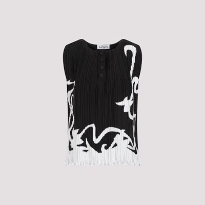 LANVIN BLACK PLEATED TOP