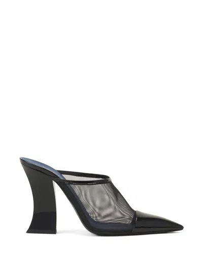 Lanvin Black Pointed Toe Mesh Geometric Sandals
