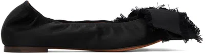 LANVIN BLACK SATIN BOW BALLERINA FLATS