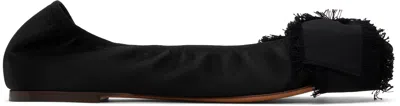 Lanvin Black Satin Bow Ballerina Flats