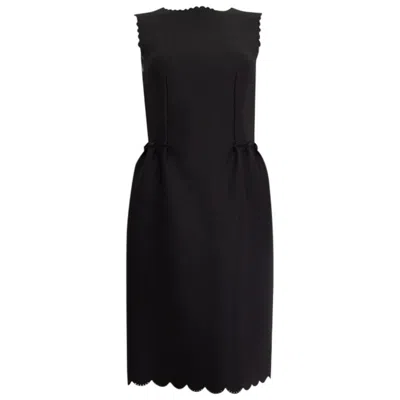 Pre-owned Lanvin Black Scalloped Edge Neoprene Sleeveless Dress 38 S