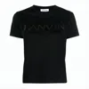 Lanvin Black Short-sleeved T-shirt With Embossed Logo In Black