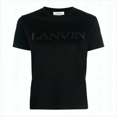 LANVIN BLACK SHORT-SLEEVED T-SHIRT WITH EMBOSSED LOGO