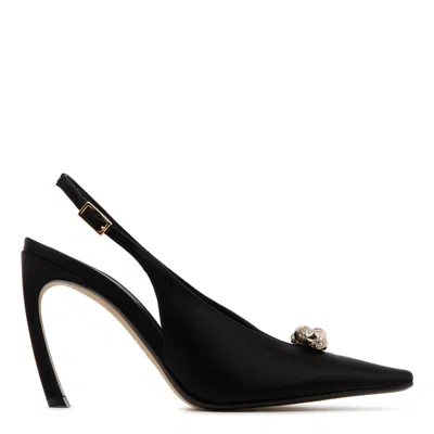 Lanvin Black Silk Leather Heels In Multi