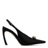 Lanvin Black Silk Leather Heels In Black