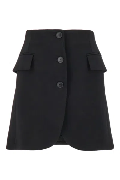 LANVIN BLACK STRETCH WOOL BLEND MINI SKIRT