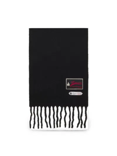 Lanvin Black Subtle Fringed Silk Nylon Scarf