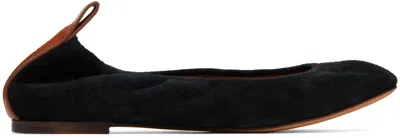 Lanvin Black Suede Ballerina Flats