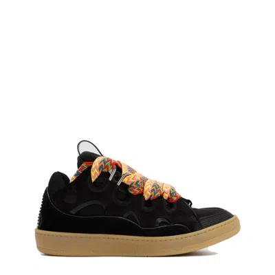 LANVIN BLACK SUEDE CALF LEATHER CURB SNEAKERS
