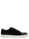 Lanvin Low-top Sneakers With Glossy Patent Toe Cap And Suede Upper In Black