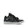 Lanvin Black Curb Leather Sparkles Sneakers In Black