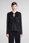 Lanvin Draped Long-sleeved Blouse In Black