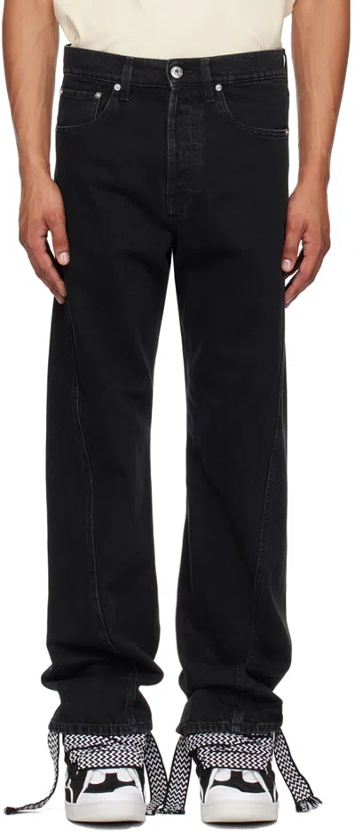 Lanvin Straight Leg Trousers With Concealed Closure And Tailored Finish In Black