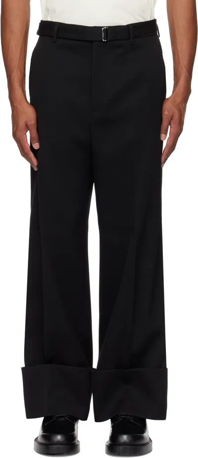 Lanvin Black Wide-leg Cuff Trousers In 10 Black