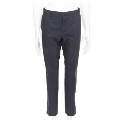 Pre-owned Lanvin Black Wool Blend Crepe Concealed Fly Tapered Trousers Fr44 Xs