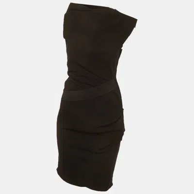 Pre-owned Lanvin Black Wool Blend Draped Mini Dress M