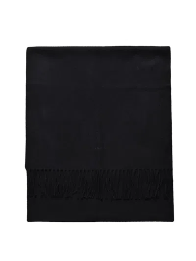 Lanvin Black Wool Fringed Scarf